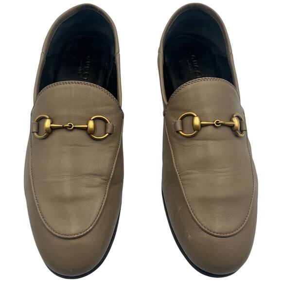 Gucci Brixton Horsebit Slip On Flat Leather Loafers Moccasin Shoes Mud Tan 36/6